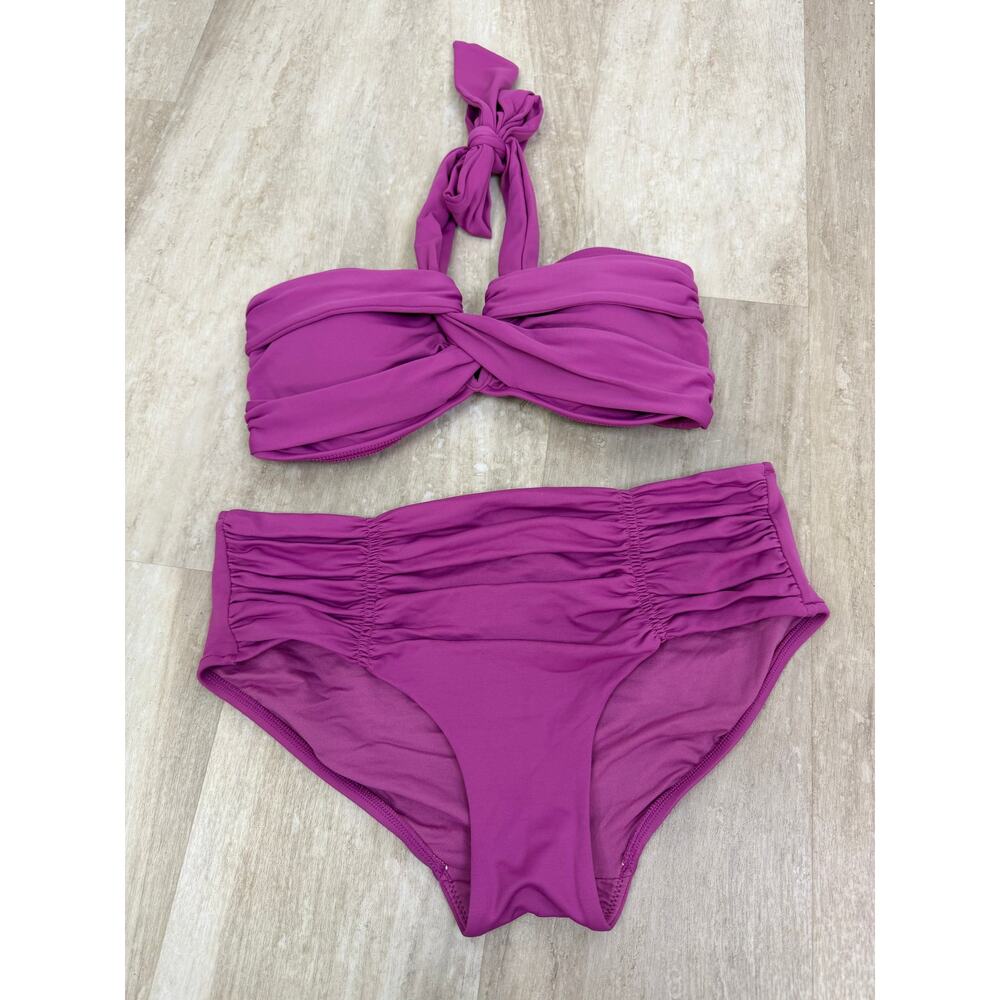 Seafolly Bikini Halter Bandeau Top High Waisted Pant Bottoms Size US 8(AUS 12)